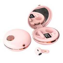 Draadloze oordopjes voor meisjes, Bluetooth-oordopjes met cosmetische spiegel, LED-display, waterdichte koptelefoon in-ear-koptelefoon voor reizen, training, hardlopen, joggen S28
