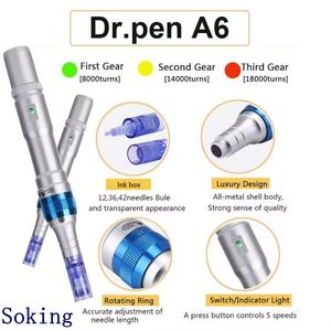 Wireless Electric Dr.pen Dermapen A6 Meso Microneedling Accessoires Microneedle Mesotherapie Plug in Model Huidverzorging Tool voor spa -gezichtsbehandeling