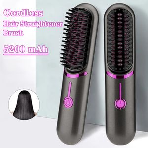 Brosse à lisser les cheveux sans fil, chauffage rapide, multifonctionnel, bigoudi en céramique, peigne chauffant anti-brûlure, 240130