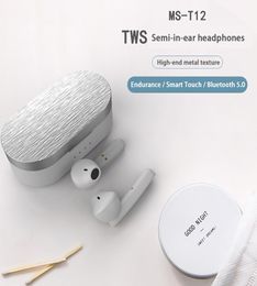 Draadloze hoofdtelefoon BT50 T12 TWS Bluetooth-oortelefoon HiFi Stereo LED-display Touch Control IPX5 Waterdichte oordopjes voor iPhone 12 7117503