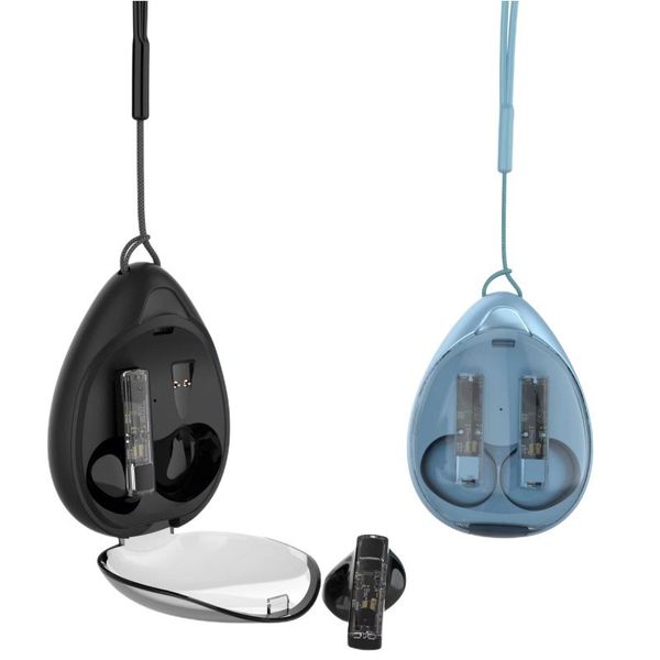 Auriculares inalámbricos TWS Auriculares Bluetooth Batería de larga duración Mini auriculares para juegos Auriculares Estuche de carga transparente tipo C Variedad de colores Auriculares intrauditivos con correa