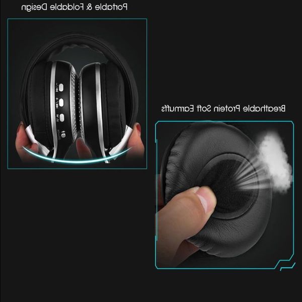 Freeshipping Auriculares inalámbricos Auriculares Bluetooth Estéreo Bajo Auriculares Soporte Tarjeta Micro SD AUX Radio Micrófono Fvdnn