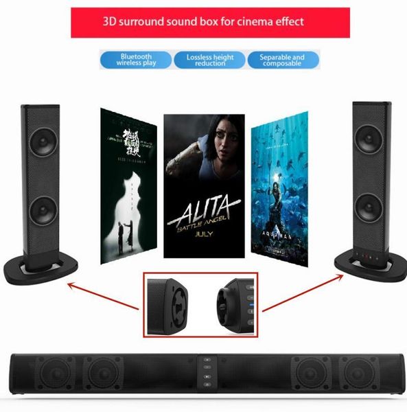 Système de son Home cinéma sans fil Haut-parleur compatible Bluetooth Barre de son TV Boîte PC Ordinateur Téléphone Haut-parleurs Boombox