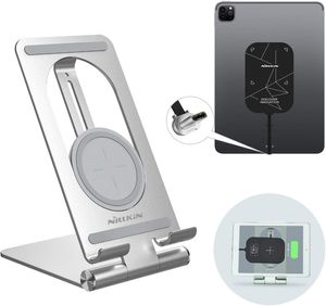 Draadloze iPad-oplader met draadloze oplaadontvanger, 2 in 1 Tablet Standhouder Dock en Magic Tag