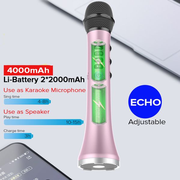 Freeshipping Microphone karaoké sans fil Haut-parleur Bluetooth 2-en-1 Enregistrement de chant portable Lecteur KTV portable pour iOS / Android