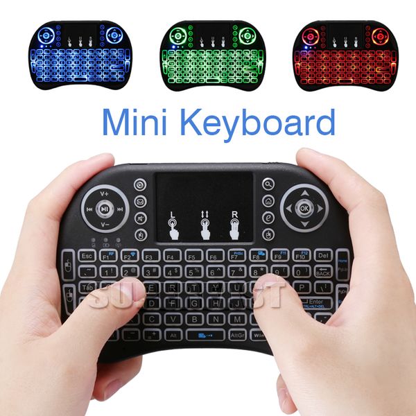 Air Mouse Clavier Rii i8 Mini Clavier Sans Fil Android Tv Box Télécommande Rétroéclairage Claviers Utilisés Pour S905W S912 Dans La Boîte