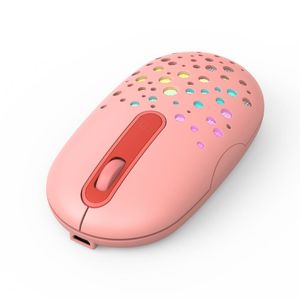 Souris rétro-éclairée LED sans fil pour ordinateur portable ordinateur portable Rechargeable ergonomique mince souris silencieuse rose noir