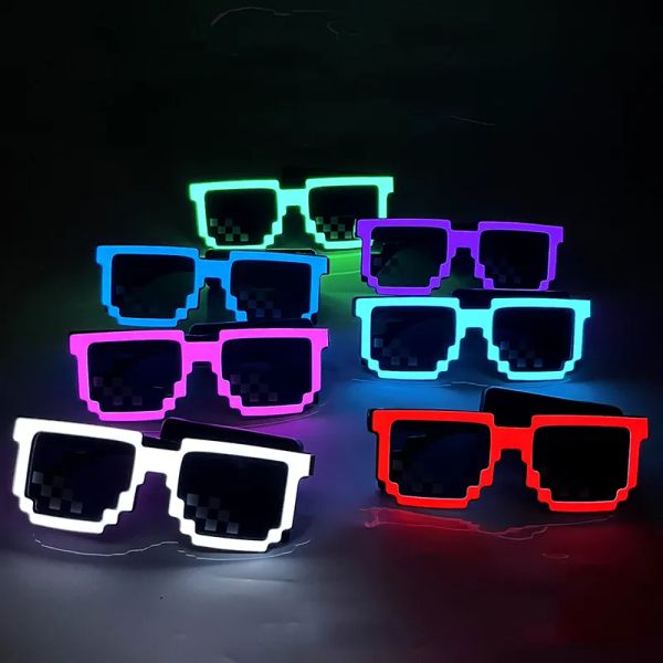Lunettes lumineuses LED sans fil, lunettes de soleil Pixel, cadeaux de fête, brillent dans la nuit, néon, pour fête Rave Halloween 0312