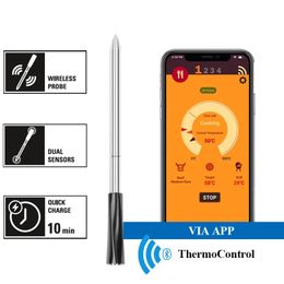 Draadloos vlees voedsel steak thermometer voor ovengrill bbq rotisserie keuken slimme digitale bluetooth barbecue