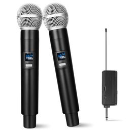 draadloze microfoon 1200mah uhf professionele handheld dynamische microfoon karaoke systeem microfoon met ontvanger voor versterker pa systeem