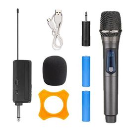 Draadloze microfoon 2 kanalen UHF vaste frequentie handmicrofoon Microfoon voor partij Karaoke Professionele kerkshowvergadering