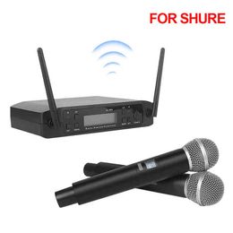Draadloze Microfoon Voor SHURE UHF 600-635 MHz Professionele Handheld Microfoon voor Karaoke Kerk Show Meeting Studio Opname GLXD4 W220314