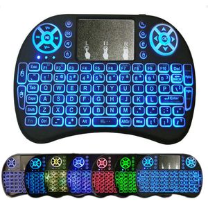 Mini teclado inalámbrico i8 con retroiluminación, control remoto para Android TV box, panel táctil de 2,4G, inglés, español, francés