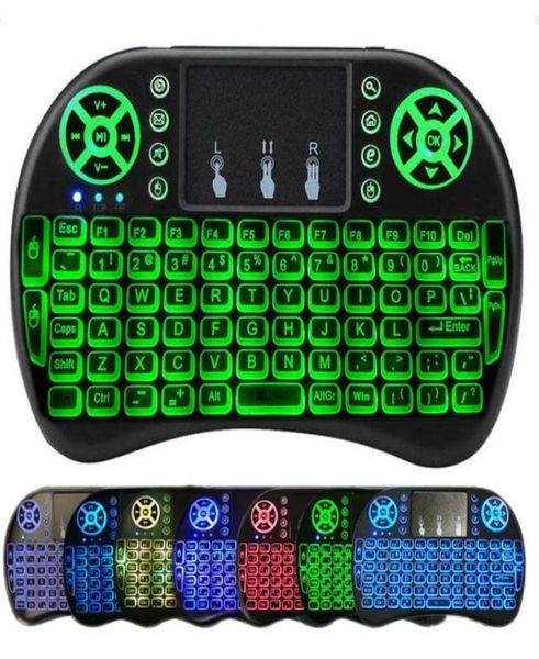 Mini teclado inalámbrico i8 con retroiluminación, mando a distancia para Android TV Box, panel táctil de 24G, inglés, español, francés, 3012508