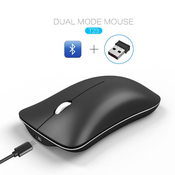 Souris sans fil 1600dpi 4.0 BT 2.4 Ghz Capteur optique rechargeable haute vitesse pour Windows XP Vista 7 8 etc.