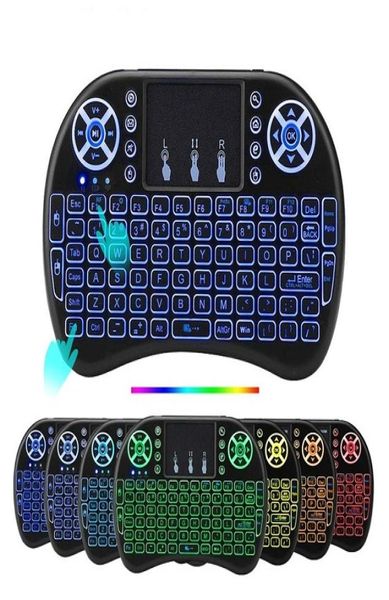 Ratón inalámbrico 24G Fly Air Mouse para Android Tv Box Tablet Mini teclado Control remoto 7 cambios de color Teclado inalámbrico Air Mou3466907