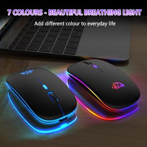 Souris sans fil Bluetooth et 2.4GHz, double Modes, Rechargeable, rvb, ergonomique, clic silencieux, pour PC, iPad, ordinateur portable, téléphone portable, TV