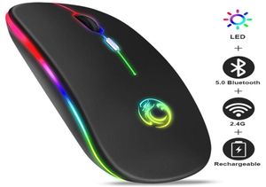 Draadloze Muis Bluetooth RGB Oplaadbare Muis Draadloze Computer Stille Mause LED Backlit Ergonomische Gaming Muis Voor Laptop PC2207327938