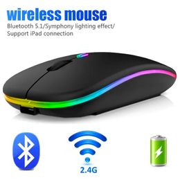 Draadloze muis voor laptop PC Bluetooth RGB oplaadbare muizen Draadloze computer Stille muizen LED-achtergrondverlichting Ergonomische gamingmuis