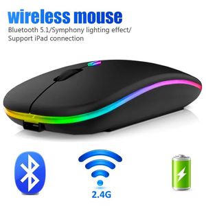 Draadloze muis voor laptop PC Bluetooth RGB oplaadbare muizen Draadloze computer Stille muizen LED-achtergrondverlichting Ergonomische gamingmuis