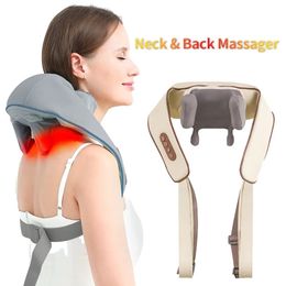 Oreiller de Massage sans fil pour le cou et les épaules, masseur électrique du dos, châle relaxant des muscles cervicaux, 240313