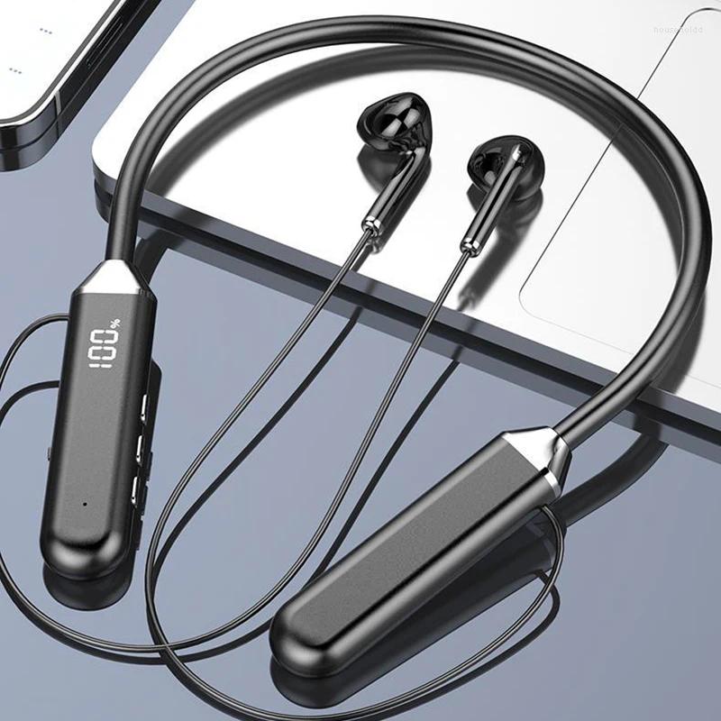 Bezprzewodowy opaska na szyję Bluetooth 5.2 Słuchawki magnetyczny wyświetlacz LED HiFi Wodoodporny sportowy hałas Anuluj wkładki douszne