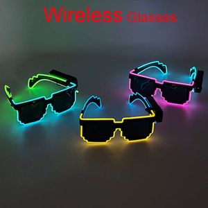 Wireless Neon Luminous LED LED Cyberpunk zonnebril met lichte balk Bachelorette Props gloeiende bril L2405
