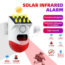 Intrusion solaire extérieure sans fil avec sons infrarouges de détection du corps humain et lumière alarme RF433 DDMY3C