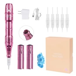 Kit de machine de maquillage permanent sans fil Micropigmentation Microblading Pen Kit de tatouage de sourcils avec 2 batteries 5pcs aiguille à cartouche 240112