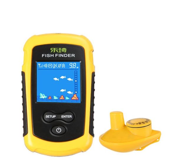 Buscador de pescado portátil inalámbrico para pesca en bote antiuv exhibición del sensor de sonar buscadores de profundidad del transductor para kayak pescación de hielo mar295013