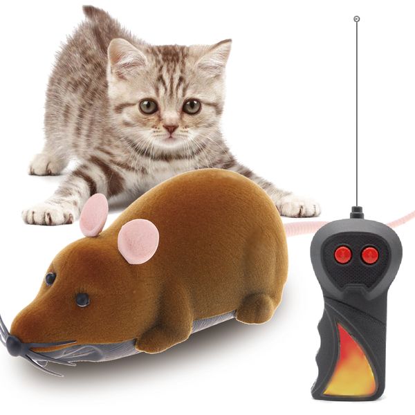 Juguete inalámbrico para ratones de rata, juguete eléctrico RC flocado de plástico, novedad, Gato, gatito, Control remoto para el hogar, animales, gatos, decoración