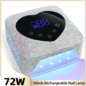 Wireless Rechargeable Nail UV Lamp 72W Built-in Battery Nail Dryer For Manicure Heart Design Nail Lamp with LCD Touch Screen 231227