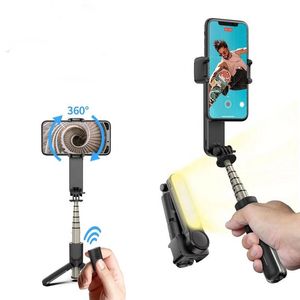 Stabilisateur de cardan à rotation à 360 degrés à distance sans fil pour téléphone portable L09 Mini Selfie Stick pliable avec lumière LED