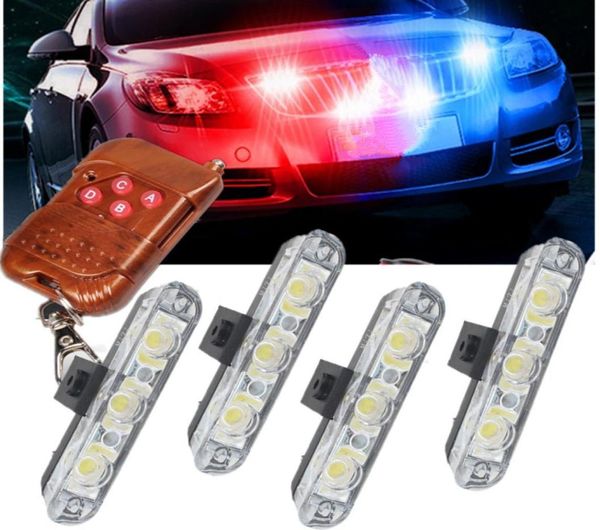 Control remoto inalámbrico 4x3led Ambulancia Luz de policía DC 12V Luz de advertencia estroboscópica para coche Camión Luz de emergencia Luces intermitentes de bomberos 8234617