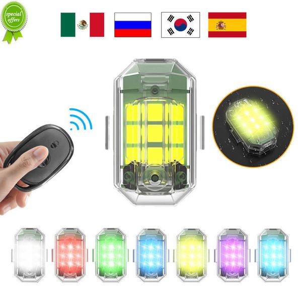 Télécommande sans fil LED lumière stroboscopique 7 couleurs lampe d'avertissement Anti-Collision lumière USB charge pour moto voiture vélo Scooter