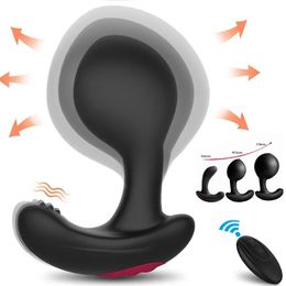 Control remoto inalámbrico Masaje de próstata masculino Vibrador inflable Plug anal Expansión Vibrante Juguetes sexuales anales para hombres Mujer 240309