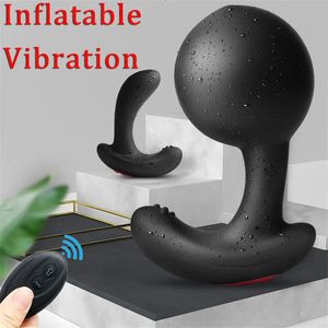 Draadloze Afstandsbediening Mannelijke Prostaat Massager Opblaasbare Anale Plug Vibrerende Butt Plug Anale Uitbreiding Vibrator Speeltjes Voor Mannen 240126