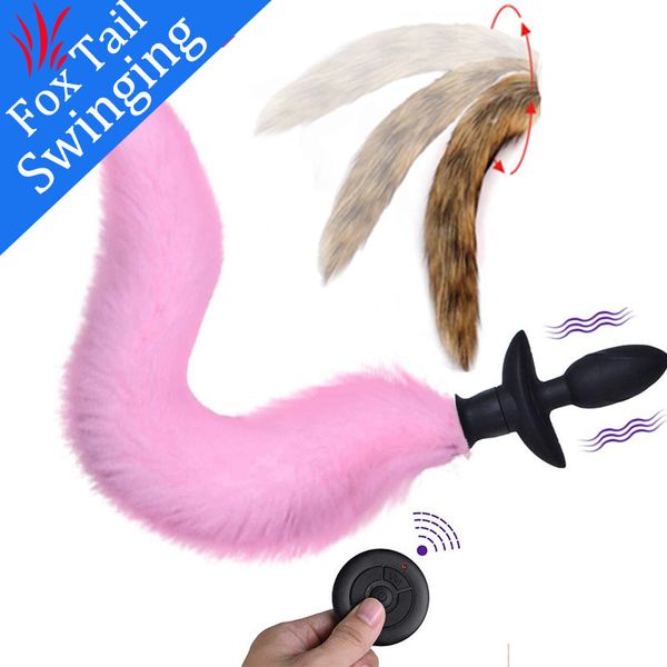 Télécommande sans fil Swing Vibration Foxs Tail Plug Anal Silicone Vibrant Butt Cosplay Jeux pour adultes SM Gay sexy Jouets Articles de beauté