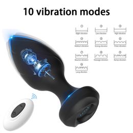 Control remoto inalámbrico vibratoria Anal enchufe 10 velocidades Velocador de tope Vibrador Vibrador Masaje de prostato Juguetes sexuales para hombres