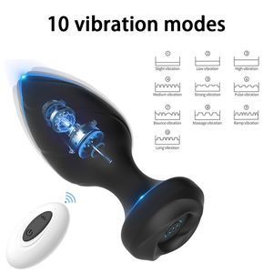 Remote sans fil vibration anal plug 10 vibratrice de bouche à bout de la prostate massage sexe toys pour hommes