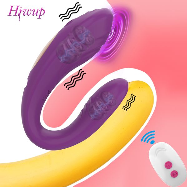 Télécommande sans fil vibrateur femelle double moteur U forme Clitoris stimulateur gode portable sexy jouets pour femmes Couple adulte 18