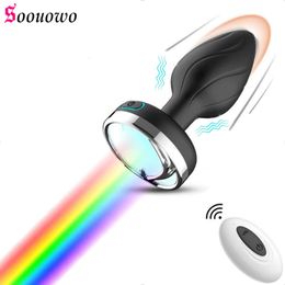 Vibratrice anale LED à distance à distance sans fil jouet sexy pour les hommes branchez un massage de la prostate masculine anus anus 18+