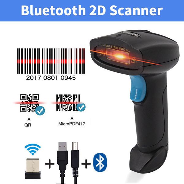 Pistola de escaneo inalámbrico Bluetooth Un código QR Pistola de escaneo de código de barras Supermercado Logística Express Escáner de código de barras Escáner de inducción automática al por mayor