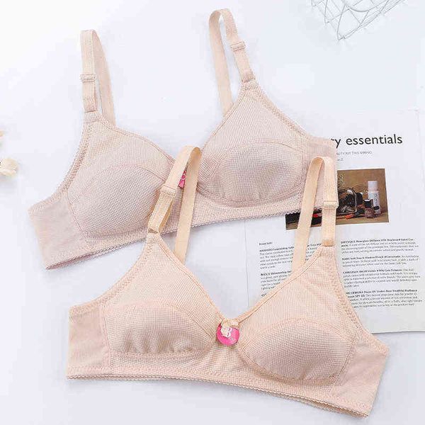 Inalámbrico Sexy Push Up Bra Color de piel Algodón Sujetadores finos para mujeres Cómodo Soft Intimates Lencería Bra Plus Tamaño 38 40 42 44BC L220726