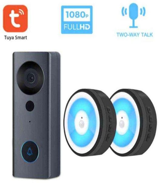 Inalámbrico Smart Wifi Timbre Cámara Teléfono Video Puerta Visual Anillo Timbre Intercomunicador con PIR Visión nocturna Cámara de seguridad para el hogar H1114664950