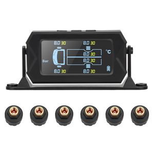 TPMS solaire sans fil 6 capteurs RV caravane accessoires camion système de surveillance de la pression des pneus LCD numérique remorque alarme robuste