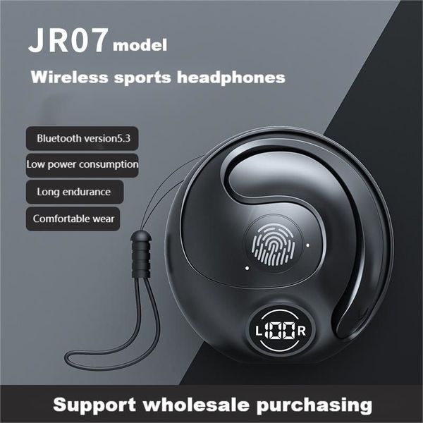 Casque de sport sans fil Écouteurs à crochet d'oreille Microphone intégré TWS Casque Bluetooth JR07 Écouteur sans fil Affichage LED Casque de haute qualité Réduction du bruit