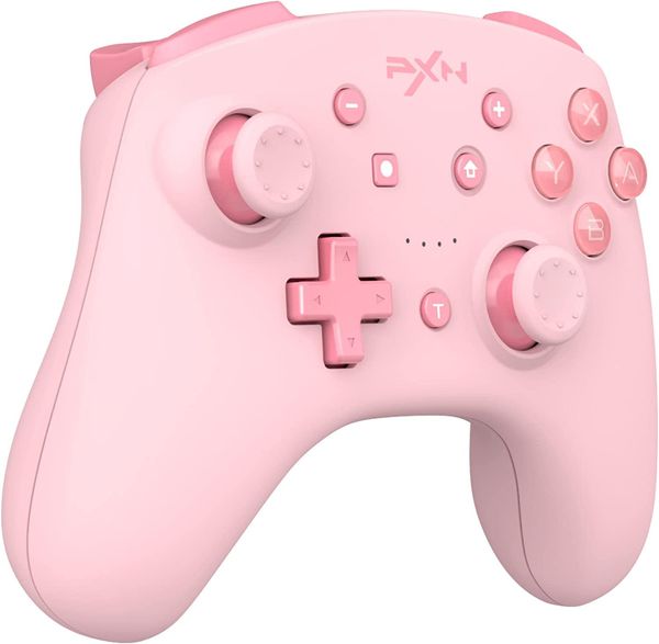 Contrôleur Switch Pro sans fil pour contrôleur Switch/Switch Lite/Switch OLED, contrôleur avec réveil, Turbo, NFC, mouvement, vibration (rose)