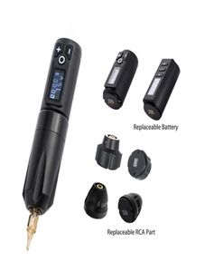 Draadloze tattoo batterij pen roterende machinegeweer vervangbaar goede motor digitale display tattoo kit permanente make -up pen9868418