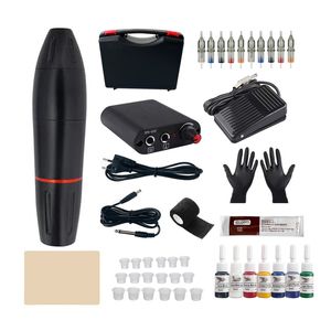 Kit macchina per penne per tatuaggi wireless Pistola per tatuaggi rotativa Alimentatore per tatuaggi DC Cartuccia Aghi Inchiostro Set completo per tatuaggi per principianti